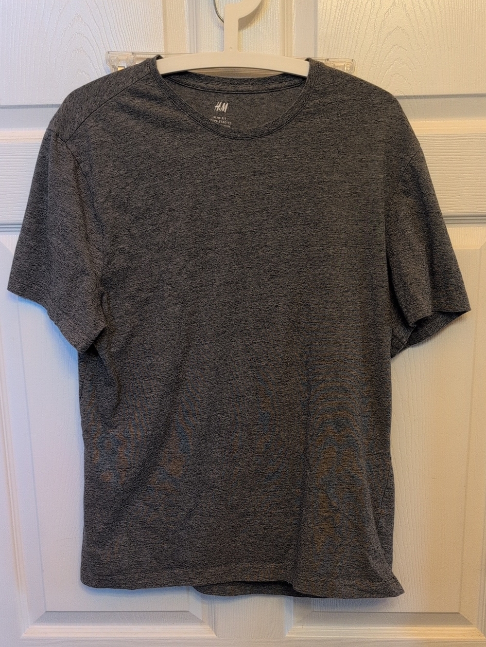 H&M Men's Heather Charcoal Short Sleeve Crew Tee Slim Fit